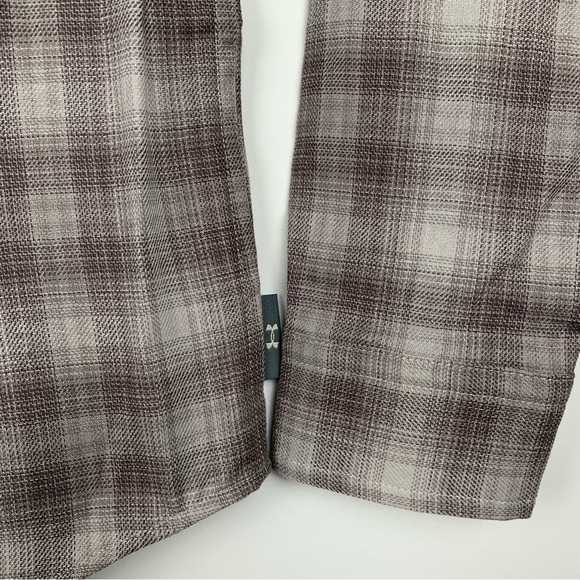 Under Armour Flannel Shirt Men's Small Tradesman Flex Gray Plaid Snap Vented - Picture 8 of 11